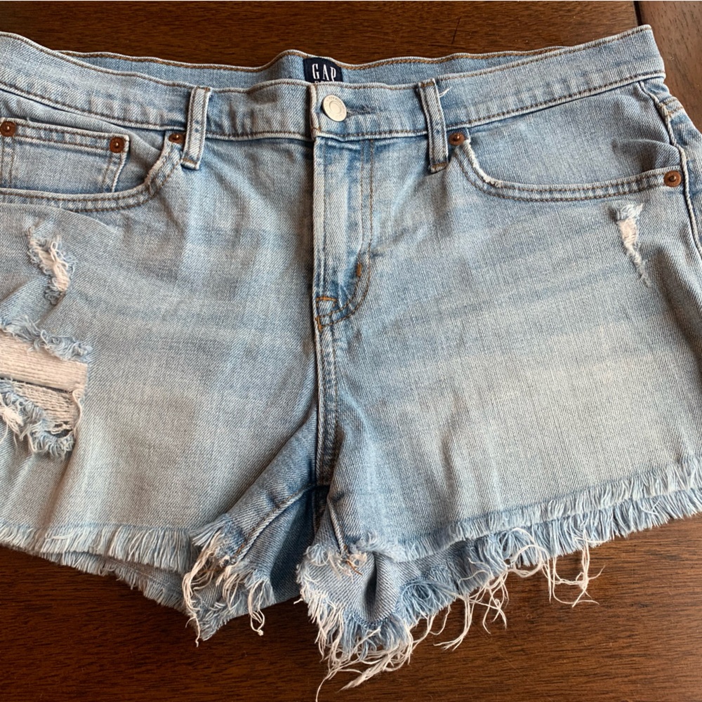 GAP Blue Jean Shorts with Distressed Details